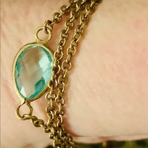 Ralph Lauren gold tone chain & gemstones bracelet